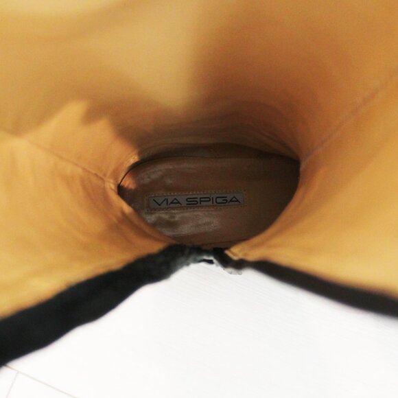 Via Spiga Classic Black Leather Tall Flat Riding Boots with Side Zipper, Size 7 - Picture 10 of 14